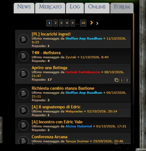 Tab Forum della home: elenco delle discussioni recenti del forum