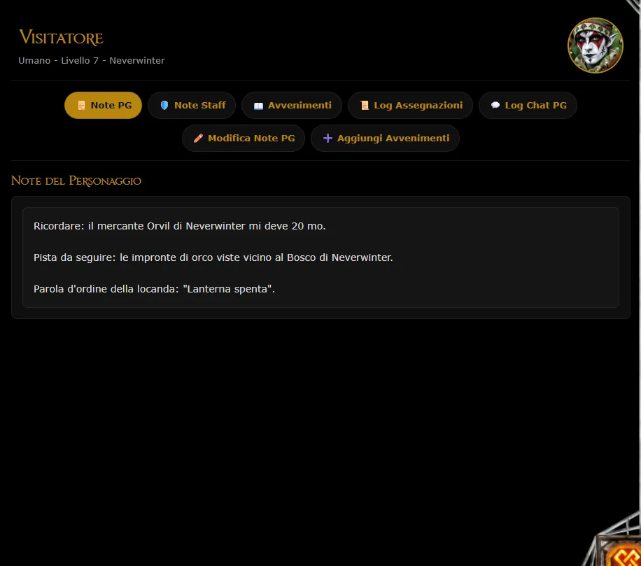 Voce Note: Note PG, Note Staff, Avvenimenti e i due log